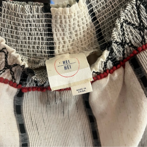 Anthropologie Hei Hei LaRue Embroidered Stripe Off The Shoulder Romper Size L - Picture 4 of 11
